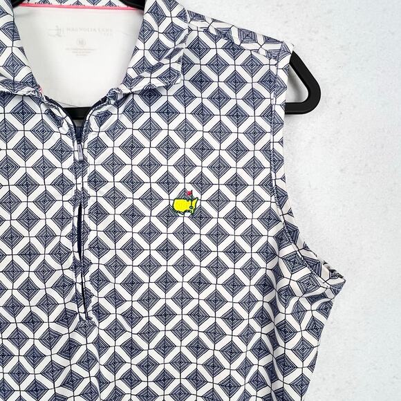 Magnolia Lane Tech Medium Masters Blue Quarter-Zip Sleeveless Polo Shirt 50SPF - Picture 5 of 9